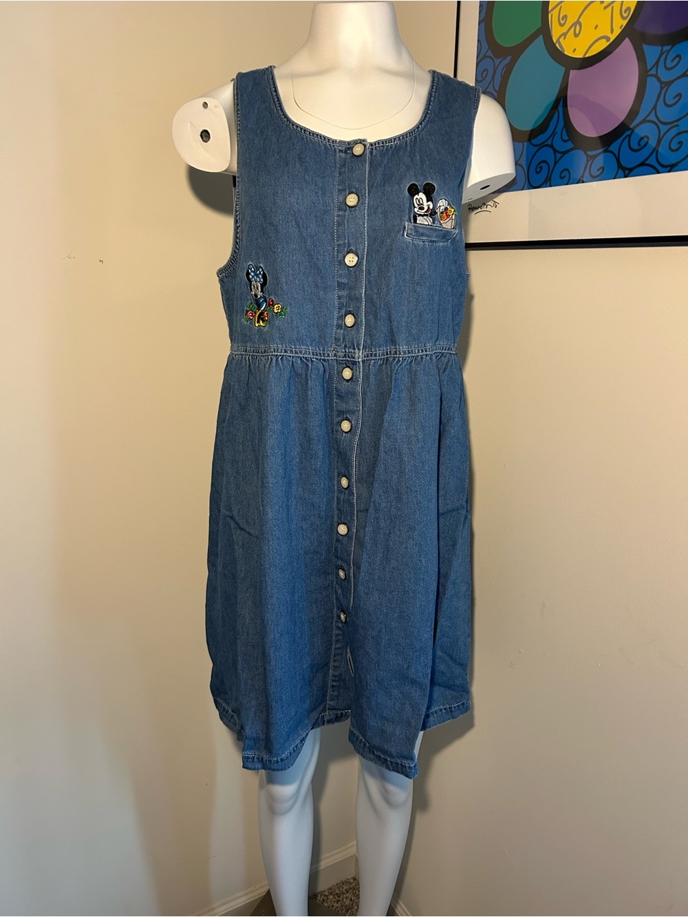 Mickey Unlimited VinDisney Denim Dress with Embroidered Mickey and Minnie Size L